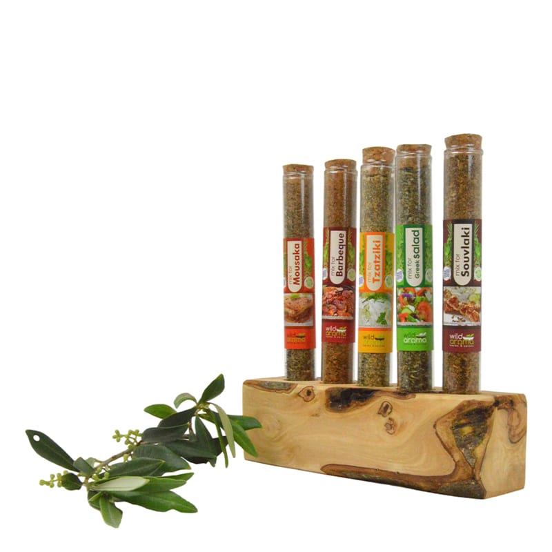 Olijfhouten kruidenrek 9 inclusief Griekse kruiden - Afbeelding 3