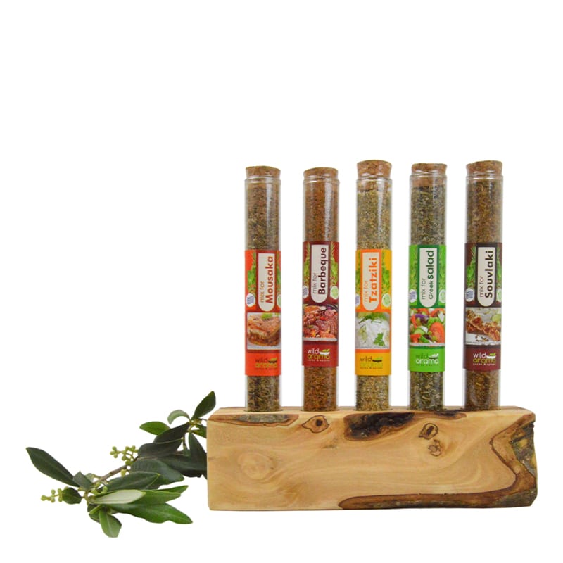 Olijfhouten kruidenrek 9 inclusief Griekse kruiden - Afbeelding 4