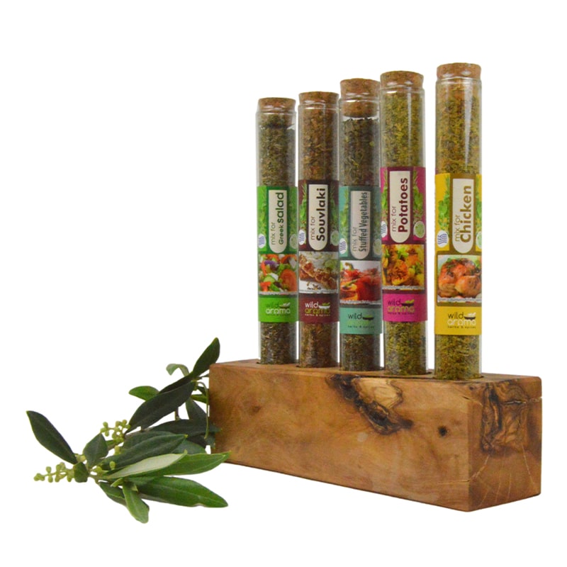 Olijfhouten kruidenrek 1 inclusief Griekse kruiden - Afbeelding 3
