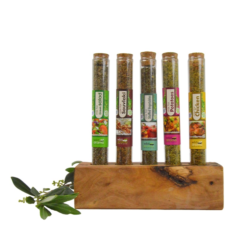 Olijfhouten kruidenrek 1 inclusief Griekse kruiden - Afbeelding 4