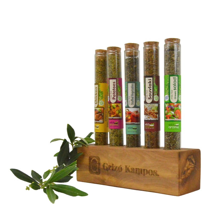 Olijfhouten kruidenrek 1 inclusief Griekse kruiden - Afbeelding 2