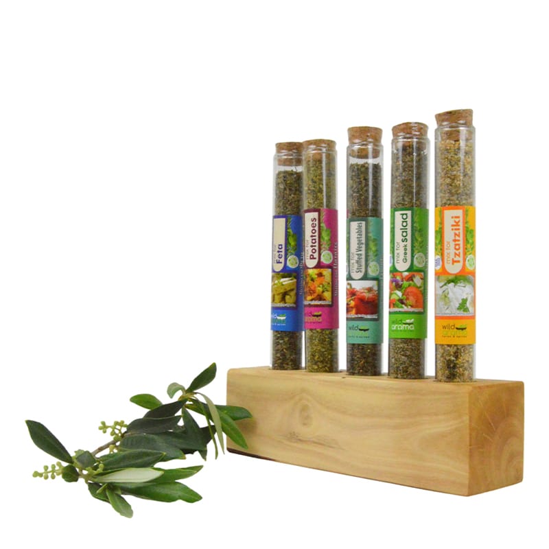 Olijfhouten kruidenrek 6 inclusief Griekse kruiden - Afbeelding 4