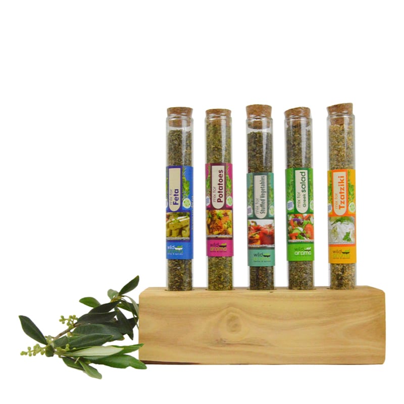 Olijfhouten kruidenrek 6 inclusief Griekse kruiden - Afbeelding 3