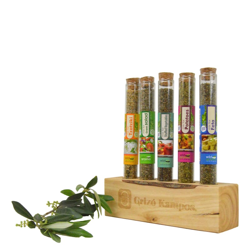 Olijfhouten kruidenrek 6 inclusief Griekse kruiden - Afbeelding 2
